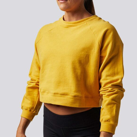Born Primitive Cropped Crewneck Sweatshirt – Mustard Yellow Size L CrossFitStyle - Picture 1 of 8